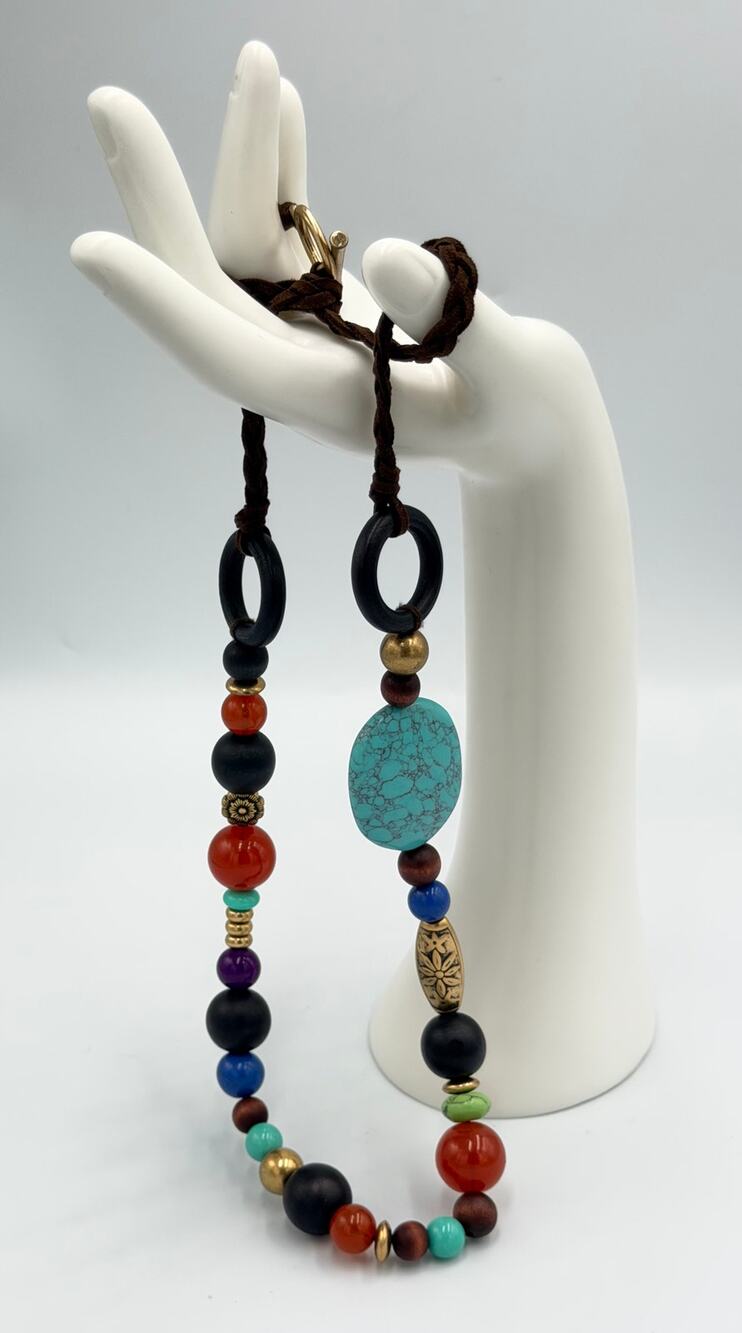 Lucky Brand Chunky Mixed-media BoHo Leather Cord Necklace